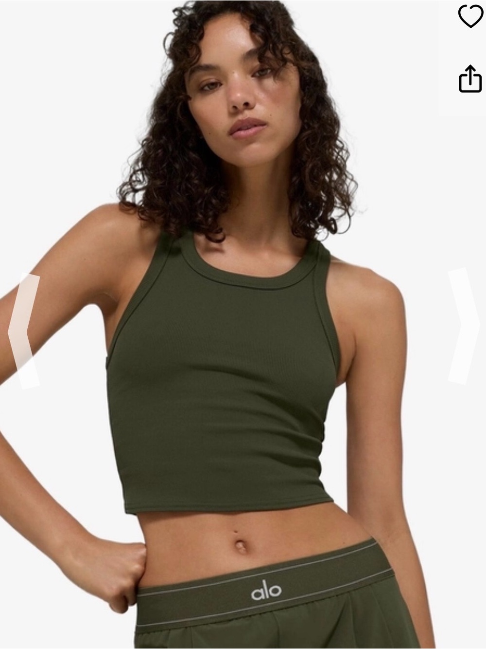 ALO YOGA Goddess Green Ribbed Tank Top - Women